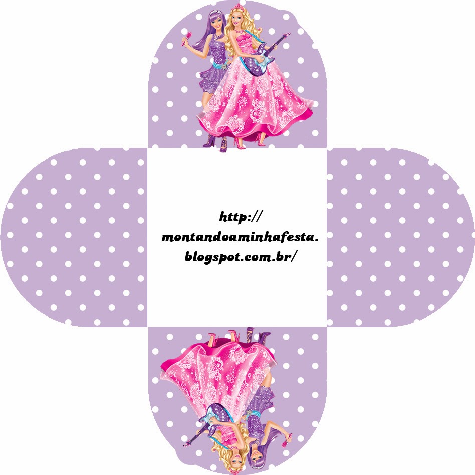 Fiestas de Barbie: Cajas para Imprimir Gratis. Caja abierta para poner caramelos, chocolates, mazapanes o pastelitos,