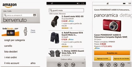AMAZON DOWNLOAD APPLICAZIONE UFFICIALE PER SMARTPHONE WINDOWS PHONE IN ITALIANO