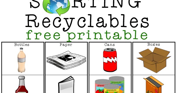 Sorting Recyclables Free Printable | Totschooling - Toddler and