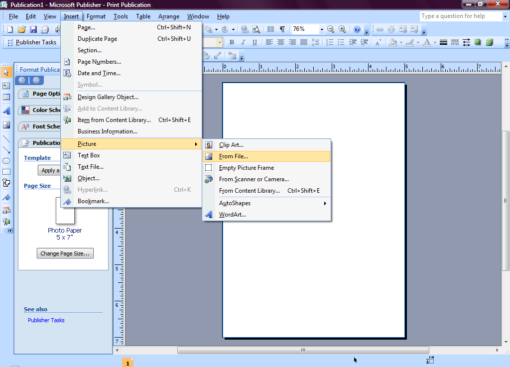how to make a 5x7 card on microsoft word