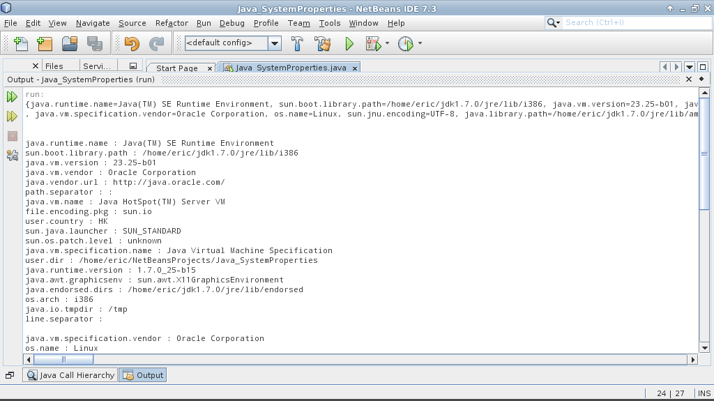 JavaBuddy Get system properties with System.getProperties()