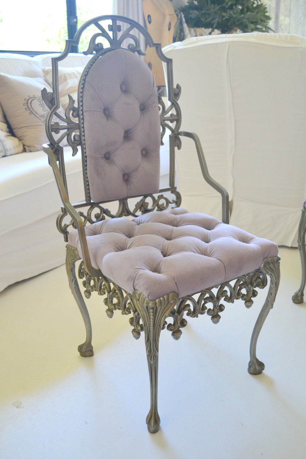 French Bedroom Chair and Ottoman Paint Me White