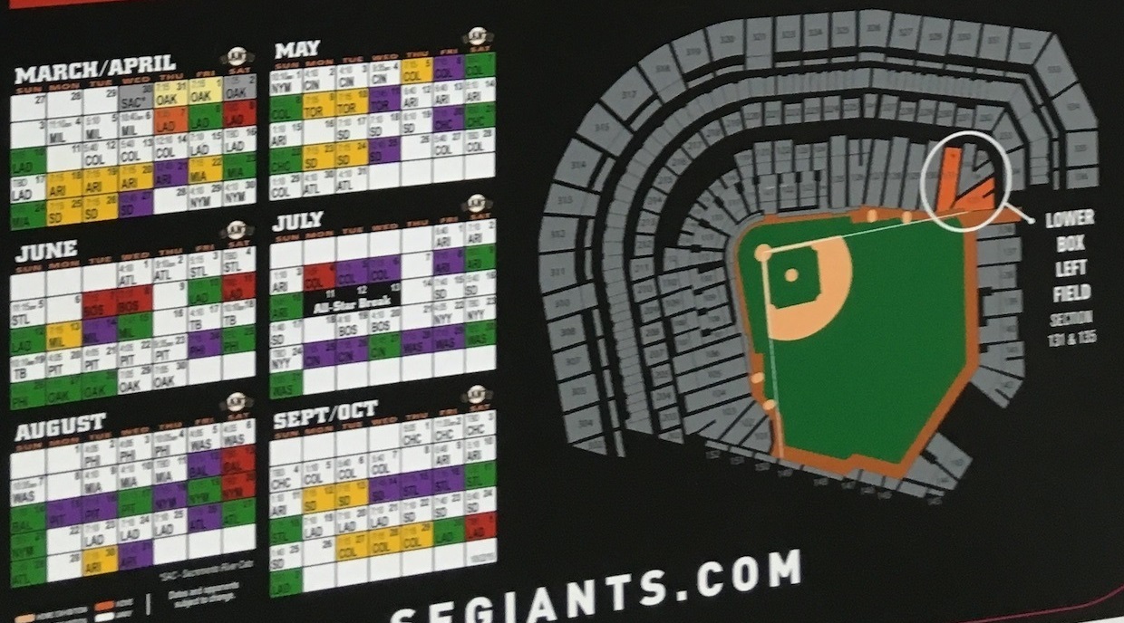 2 Lower Box Left Field San Francisco Giants Tickets (2016) Costco