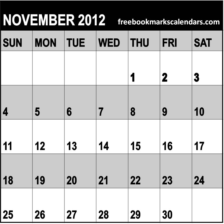 Template Monthly Calendar 2012