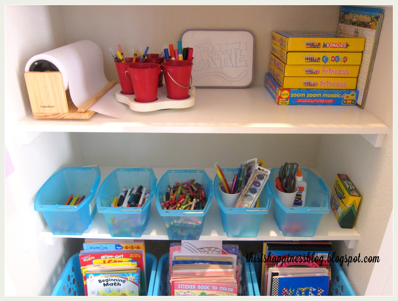this is happiness organized kids' arts and crafts closet
