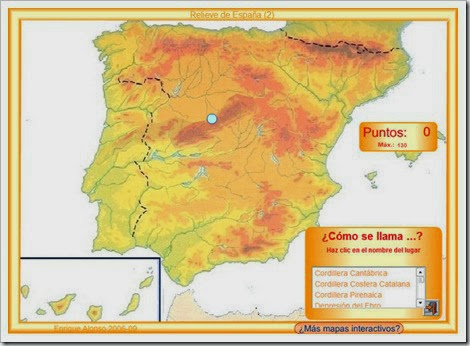 Mapa físico de España.