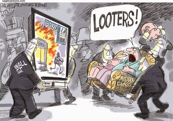 Man watching TV reports from Ferguson, Mo., screaming