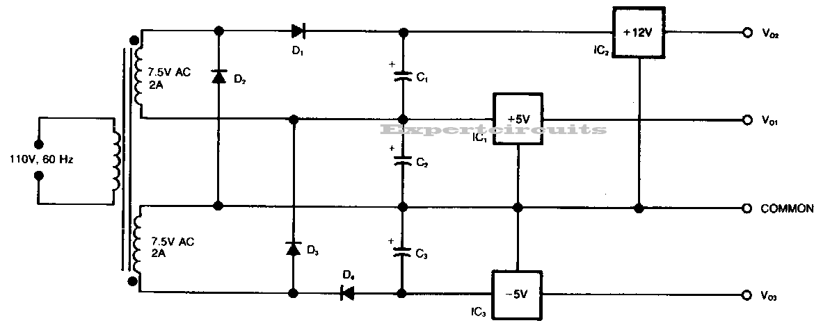 3- Rail Power supply Circuit Diagram