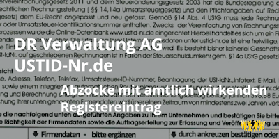 DR Verwaltung AG | Branchenbuch Eintrag bei USTID-Nr.de | Deutsches Firmenregister zur Erfassung von Gewerbetreibenden