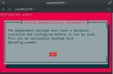 Instal MySQL dan phpMyAdmin : OK Instal MySQL dan phpMyAdmin : OK