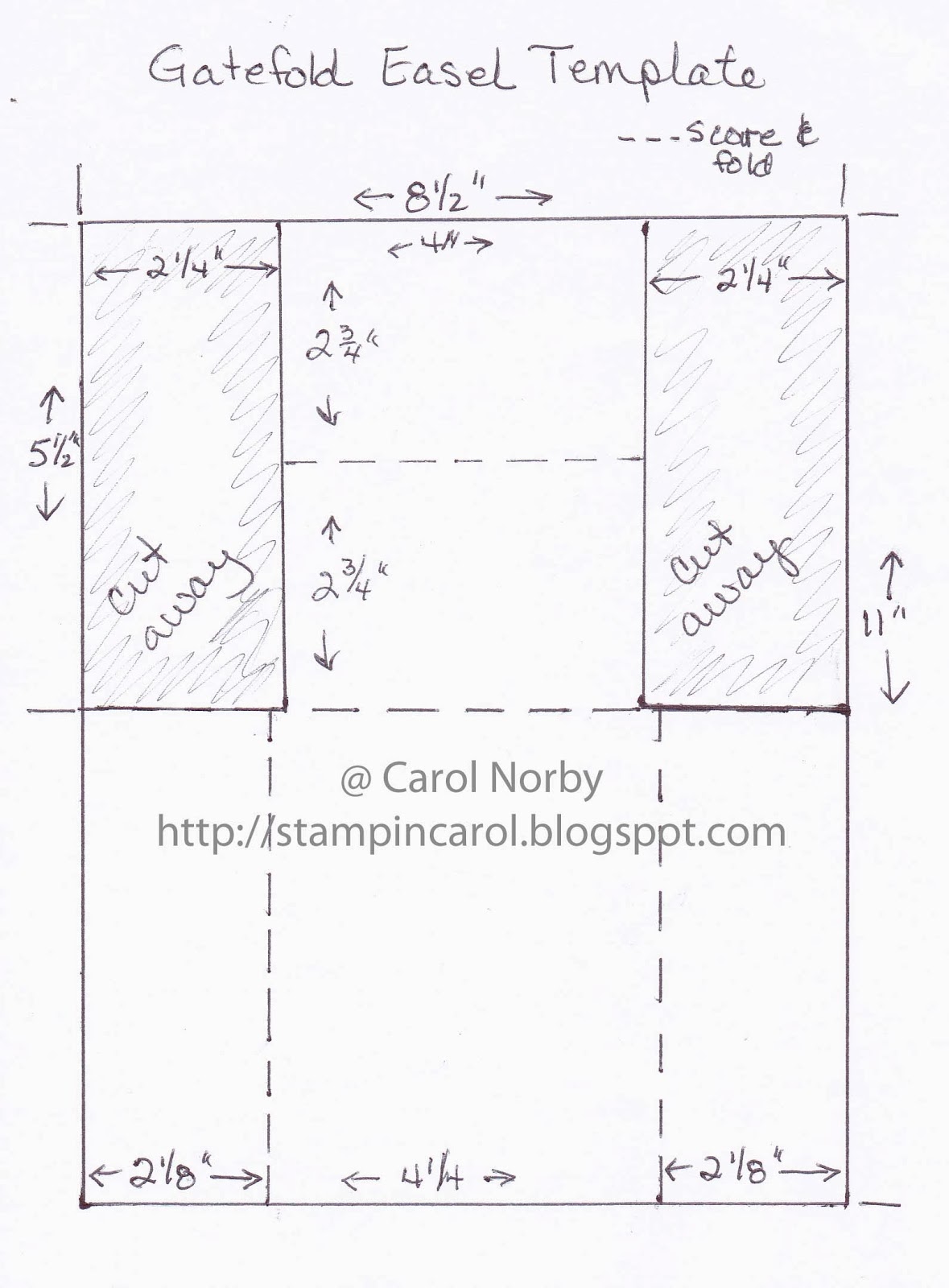 Stampin Carol Gatefold Easel Card with Template