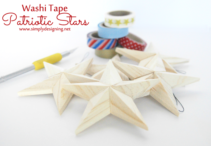 Washi Tape Patriotic Stars ~ such a simple 4th of July craft ~ pinning for later!  | #4thofJuly #memorialday #patriotic #redwhiteblue #washitape