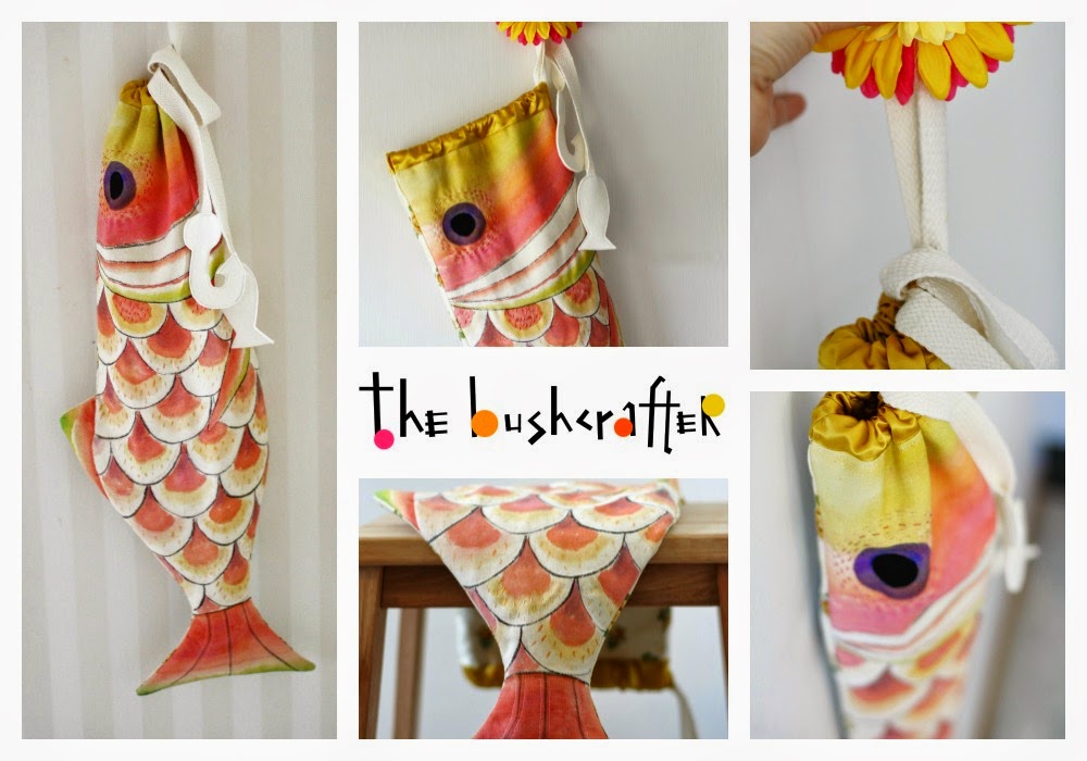 the bushcrafter One of a kind hand painted Koi Fish Bag.
