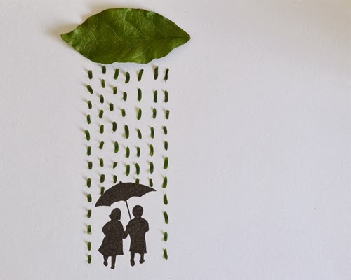 07-Couple-in-the-Rain-Freelance-Illustrator-Tang-Chiew-Ling-Art-with-Leaves-www-designstack-co