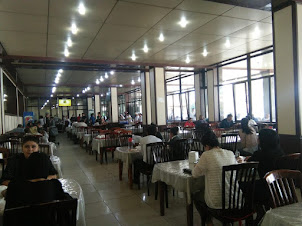 Indoors palatial dining hall of "National Food" in Tashkent.