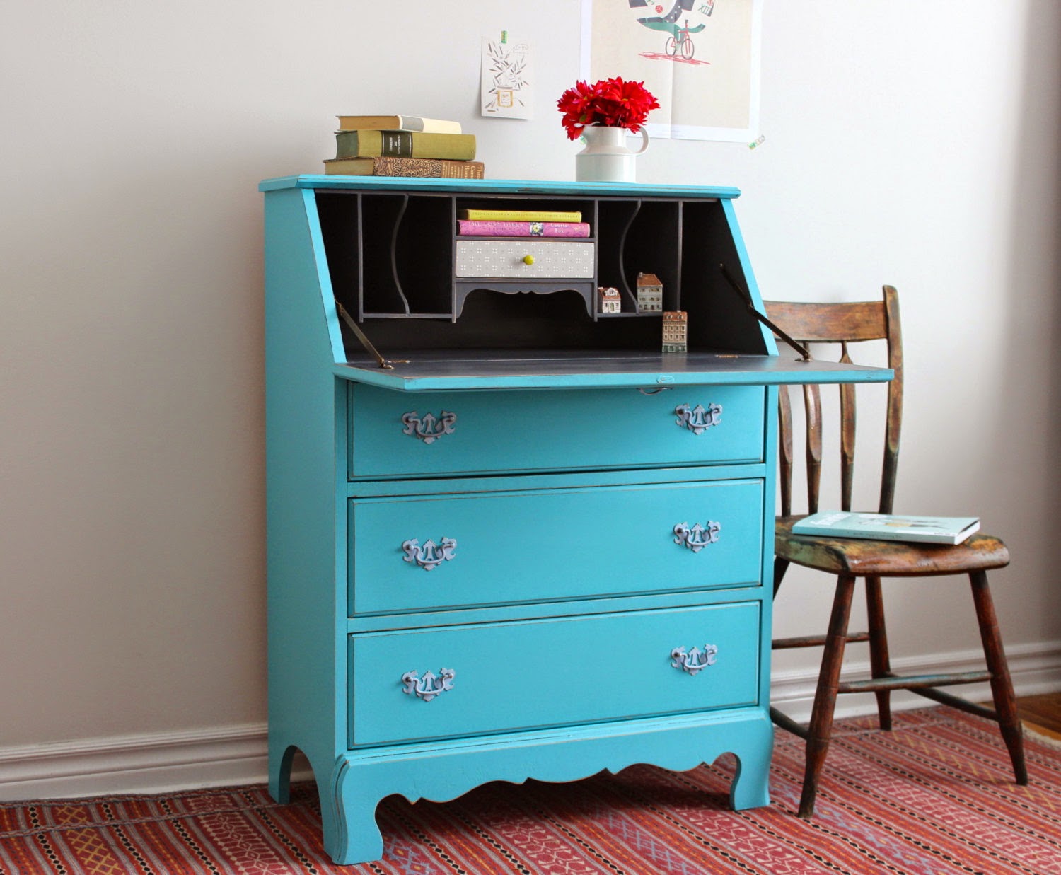 Poppyseed Creative Living Turquoise Secretary Desk/Dresser