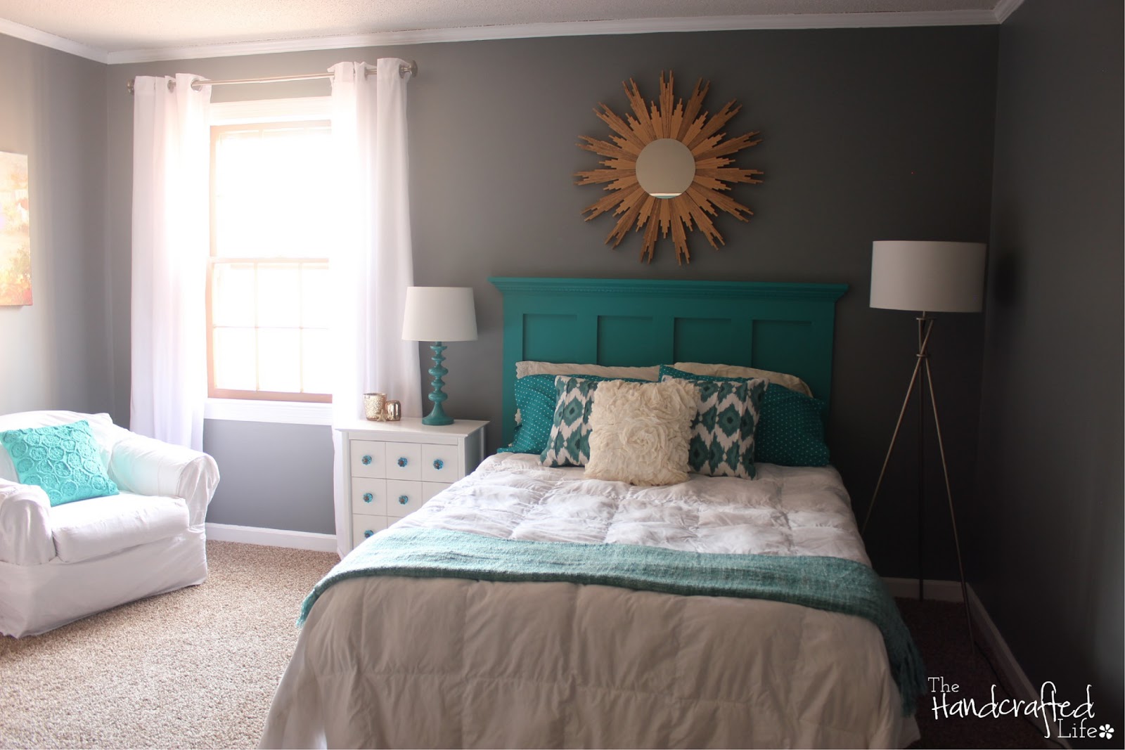 Teal And Gray Bedroom