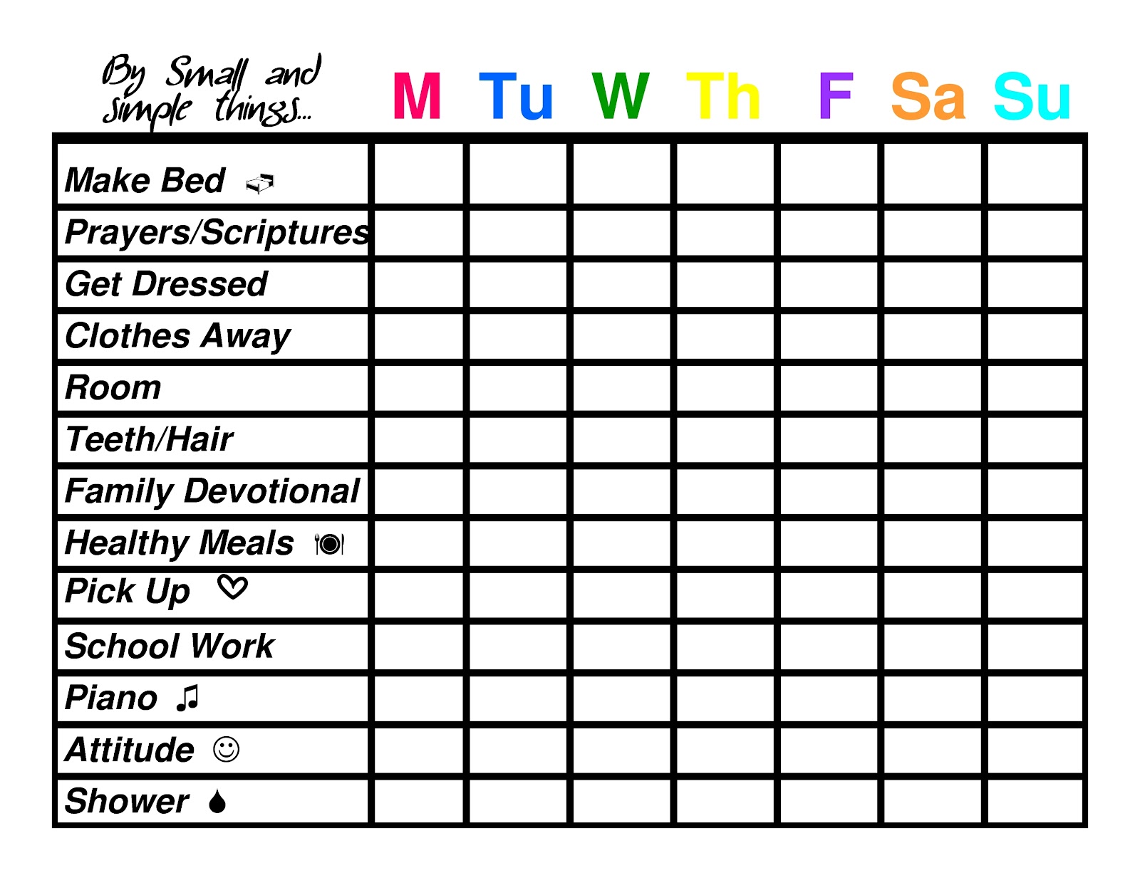 chore calendar template