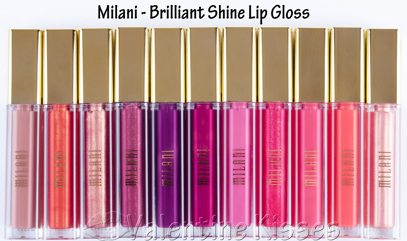 Valentine Kisses Milani Brilliant Shine Lip Gloss swatches, pics