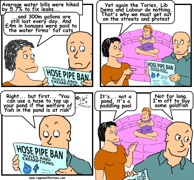 Water companies impose a hosepipe ban Rippedoff Britons