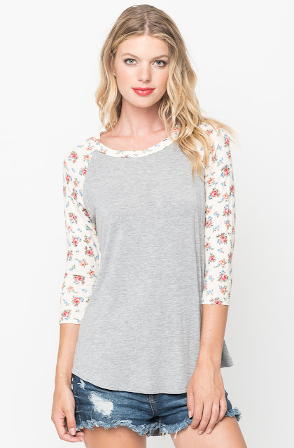 floral raglan tee