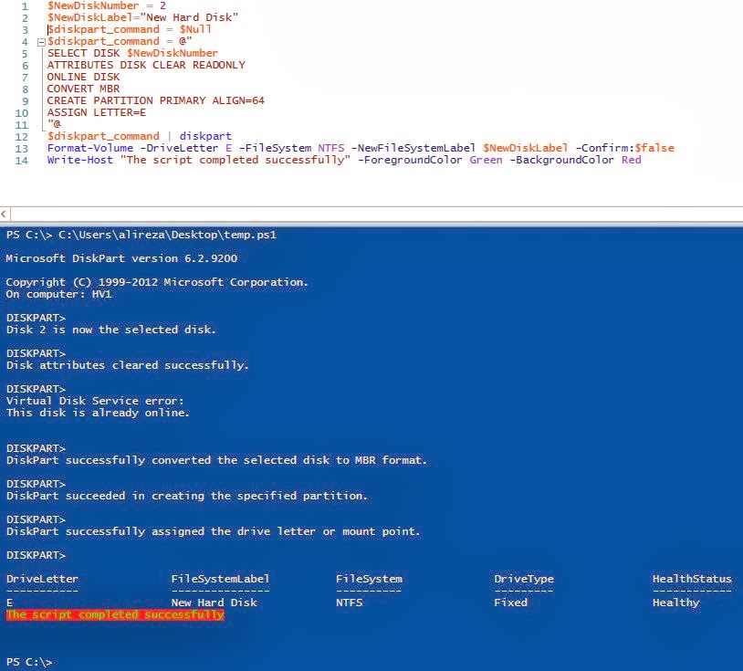 Powershell diskpart script picture