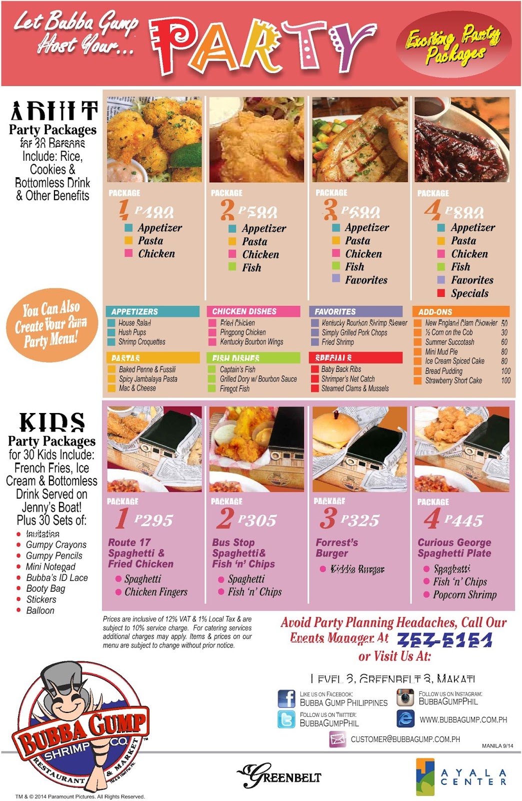 Moms Kiddie Party Link Fast Food and Restaurant Party Packages