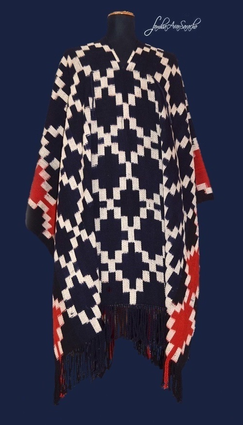 PONCHO ATADO Nº A/014 AÑIL- UN PAÑO. TRAMA FINA, URDIMBRE FINA - CONSULTE STOCK