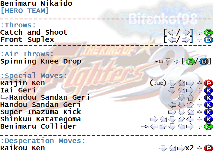 the king of fighters 99 lista de golpes the king of fighters 99 lista de golpes