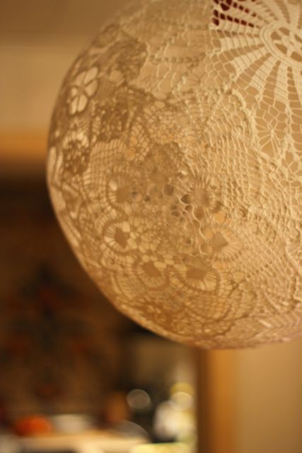 These hand made lace and string lanterns are beautiful and easy to make