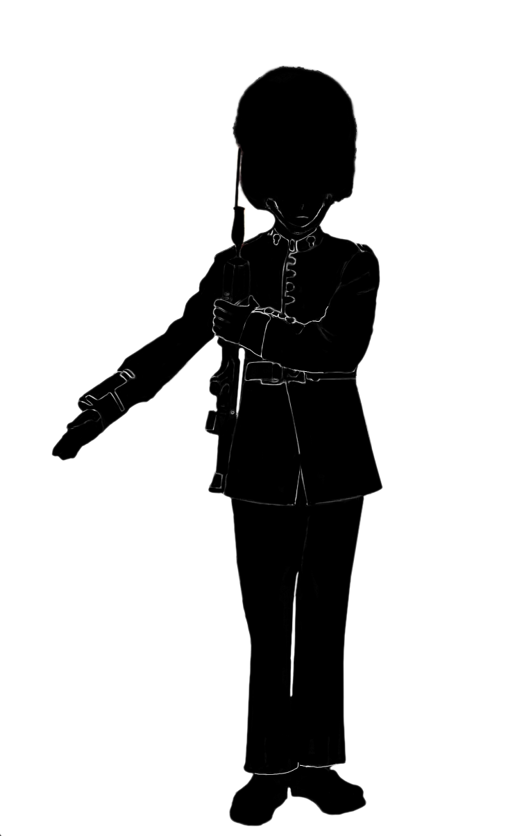 Stock Pictures Queen's Guard photo, sketch and silhouette