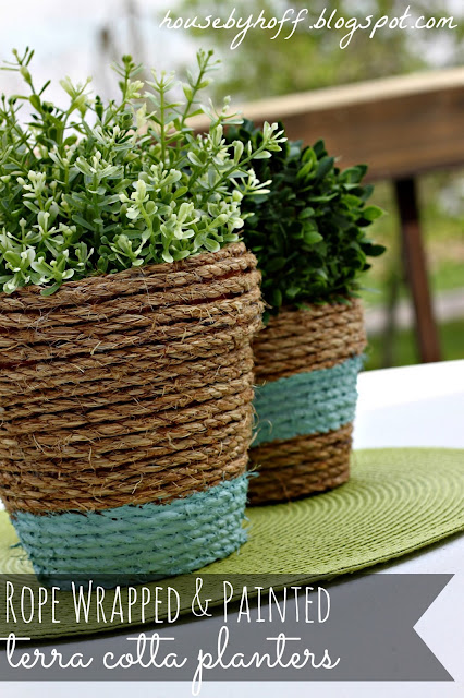 Rope Wrapped Planter Box Idea #planter #outdoorplanter #planterboxes #outdoor @SimplyDesigning