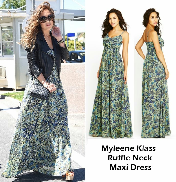 myleene klass ruffle front floral maxi dress