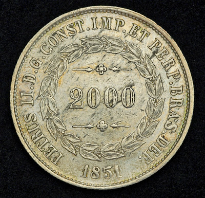 Brazilian 2000 reis silver bullion coin