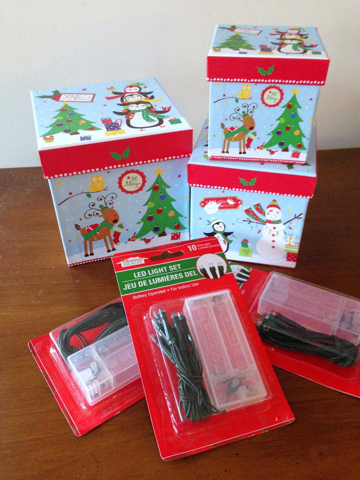 Purple Hues and Me Dollar Store's Stacking Christmas Boxes Lighted Diorama