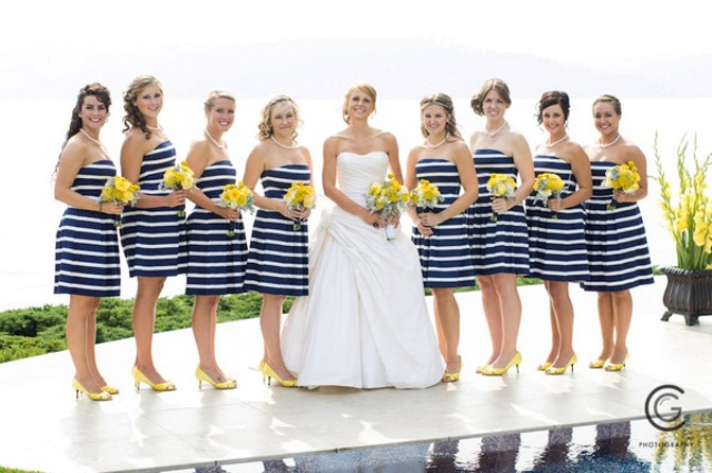 striped bridesmaid dresses