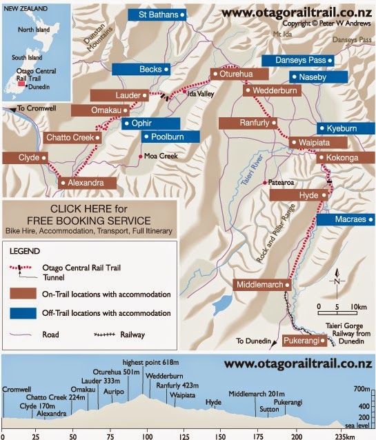 Dizzy's folding bike Otago Central Rail Trail Day 1