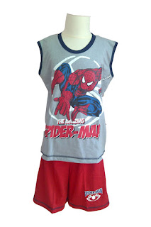 baju anak motif spiderman kutung