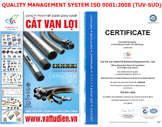 Chứng chỉ ISO và catalog tất cả các sản phẩm steel conduit & fittings của CVL