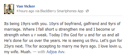 Ghanaian Actor, Van Vicker & Wife Celebrate 9th Wedding Anniversary Ghanaian Actor, Van Vicker & Wife Celebrate 9th Wedding Anniversary