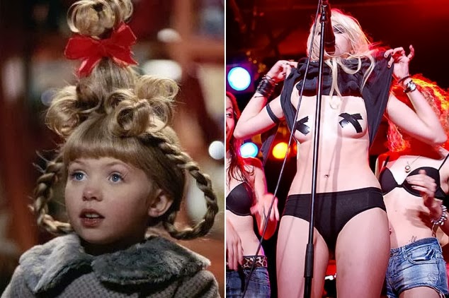 Momsen as Cindy Lou Who from The Grinch and on the right performing with Th...