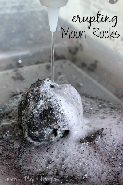 How to make eruptions with moon rocks - a new recipe for PLAY.  The rocks are solid and hold their shape until  you add vinegar.  So cool!