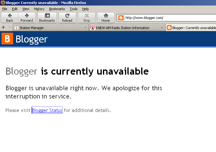 Blogger down. No Thursday post