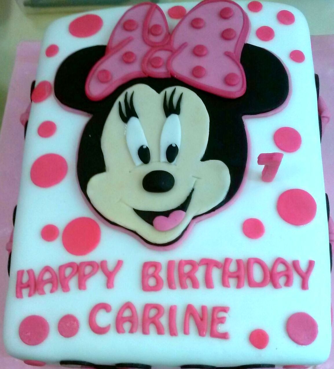 Minnie Mouse Pink and White Cake - Sherbakes