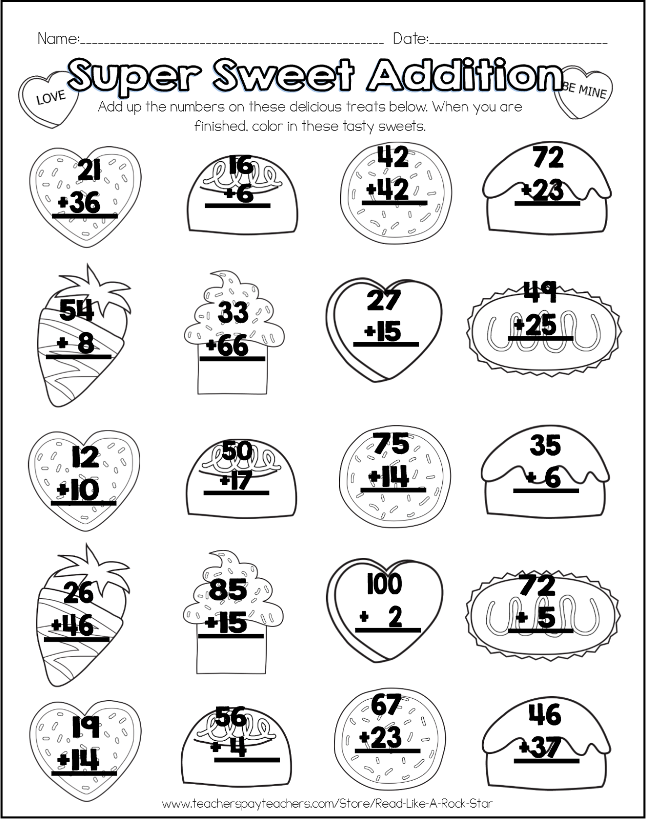 Uncategorized Valentine Math Worksheet read like a rock star valentines day addition freebie what kid doesnt loved holiday themed math worksheet i teach my students that if they work hard then get to play after studen