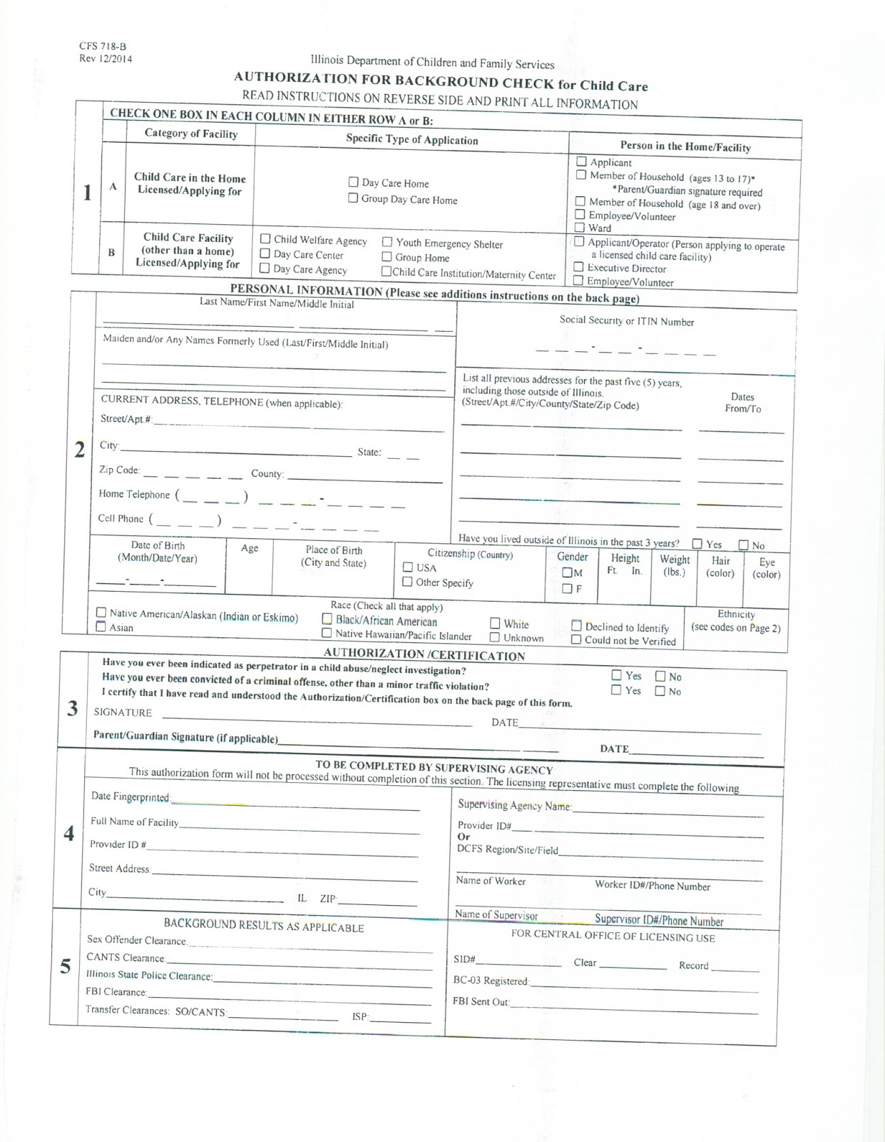 The Child Care Network of Lake County Authorization for Background