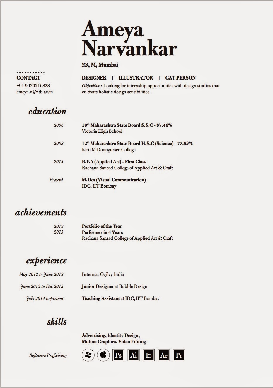 typographic resumes