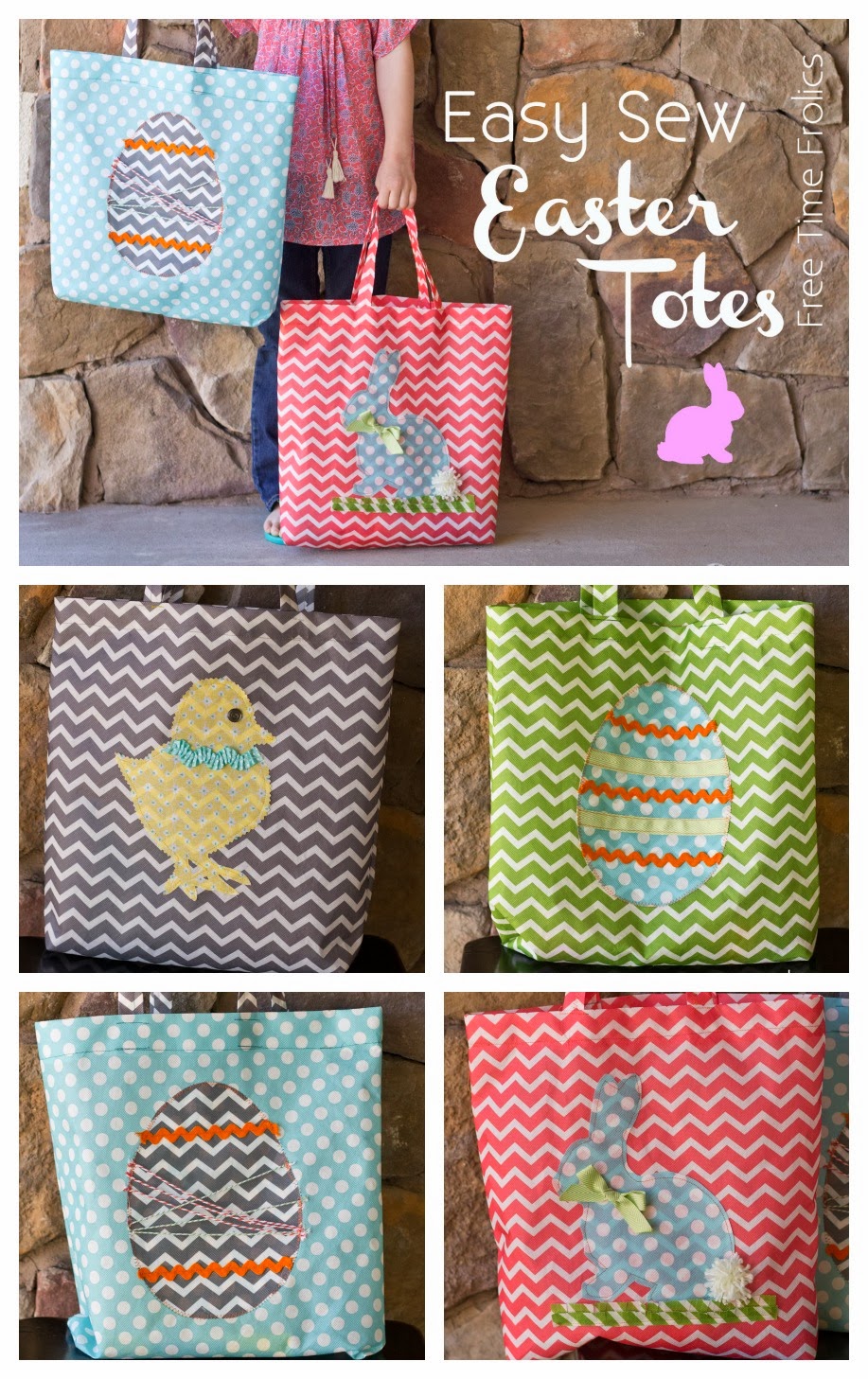 Easy DIY Easter totes via www.freetimefrolics.com