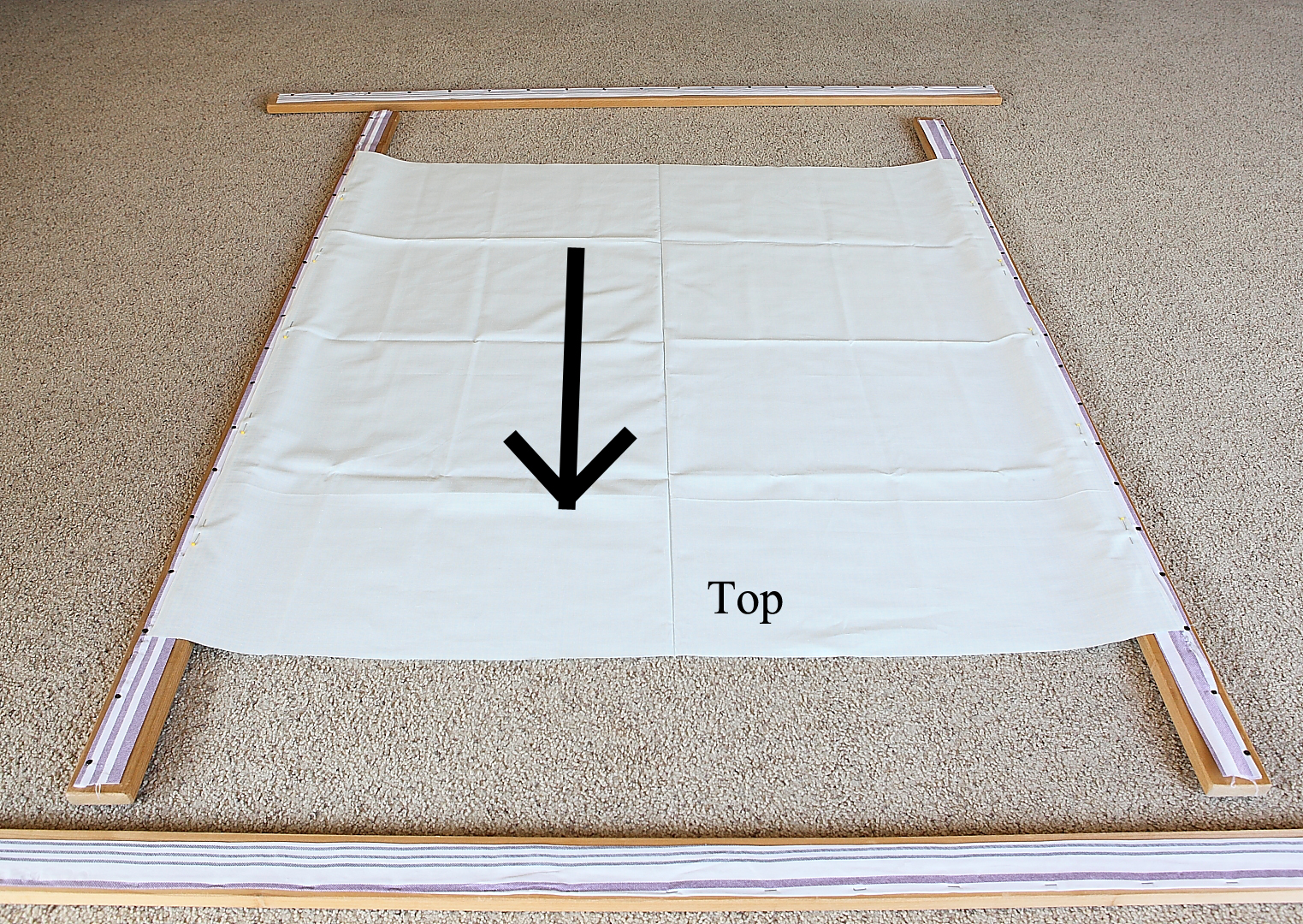 Sweet Petal Stitchery Attaching the Quilt to the Frame