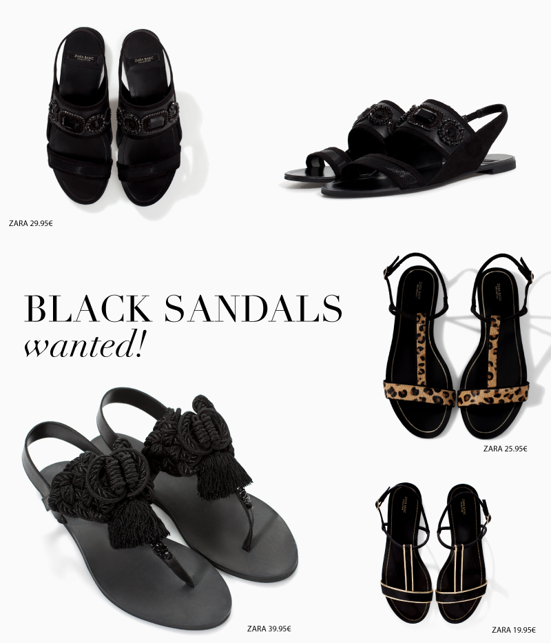 sandalias rasas pretas